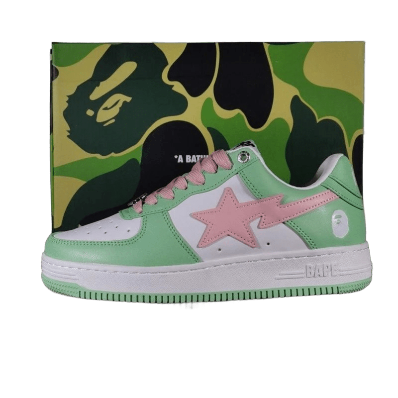 Bape Green Leather Sneakers: Unisex Street Style