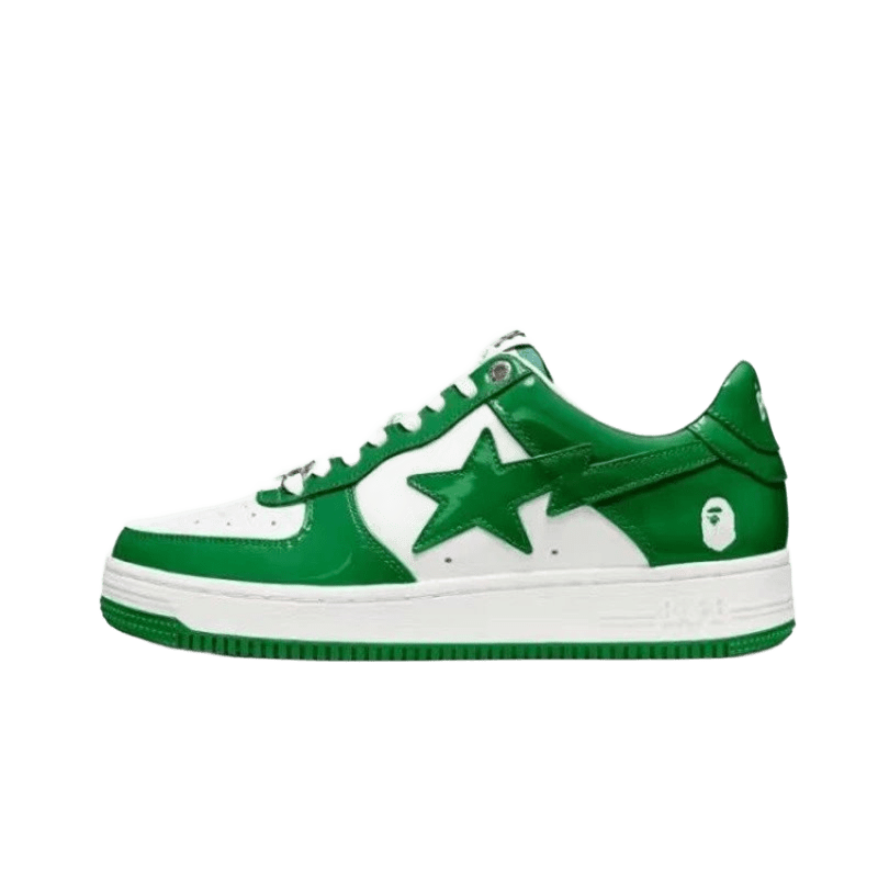 Bape Green Leather Unisex Sneakers w/ Star Logo
