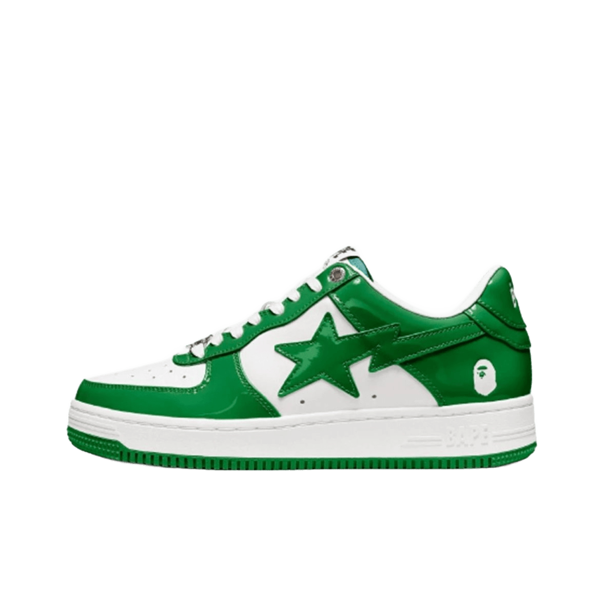 Bape Green/White Leather Unisex Sneakers, Street Style