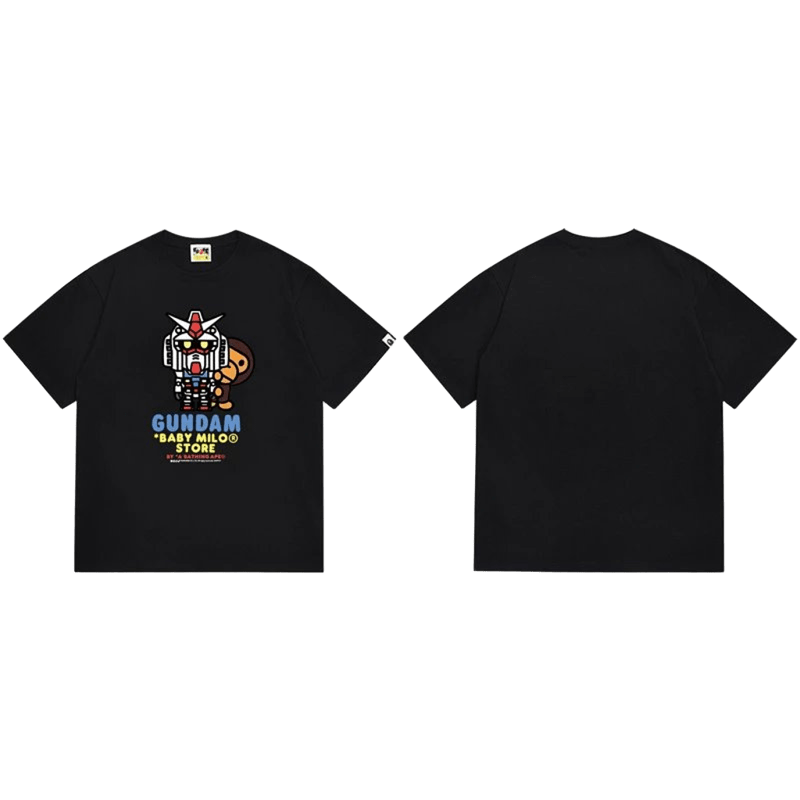 Bape Gundam x Baby Milo Black Cotton T-Shirt
