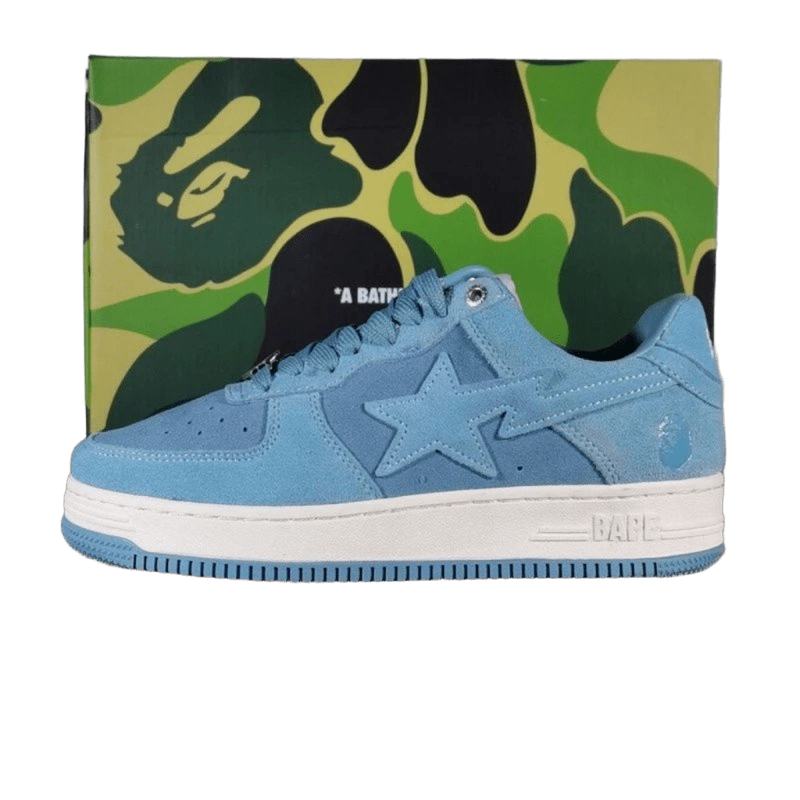 Bape Light Blue Leather Star Sneakers | Unisex Streetwear