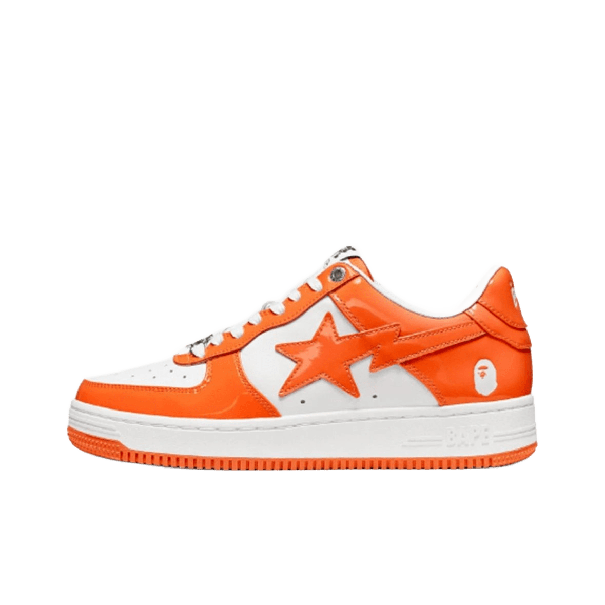 Bape Orange White Leather Unisex Sneakers, 90s Streetwear