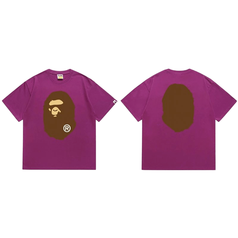 Bape Purple Cotton T-Shirt: Unisex Streetwear, 90s Vibe