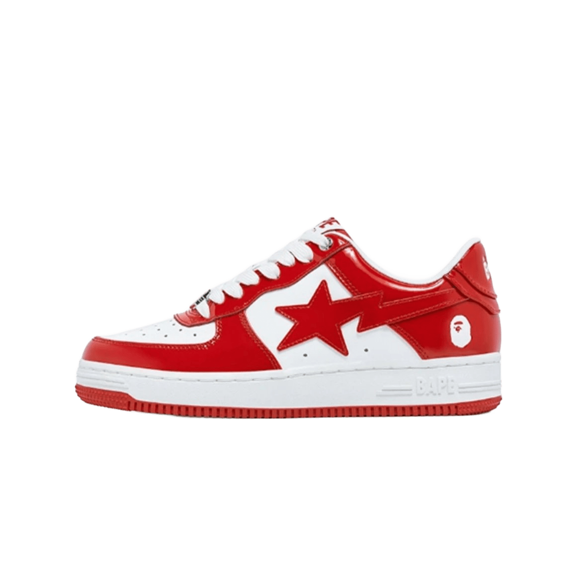 Bape Red White Leather Sneakers 90s Unisex Street Style