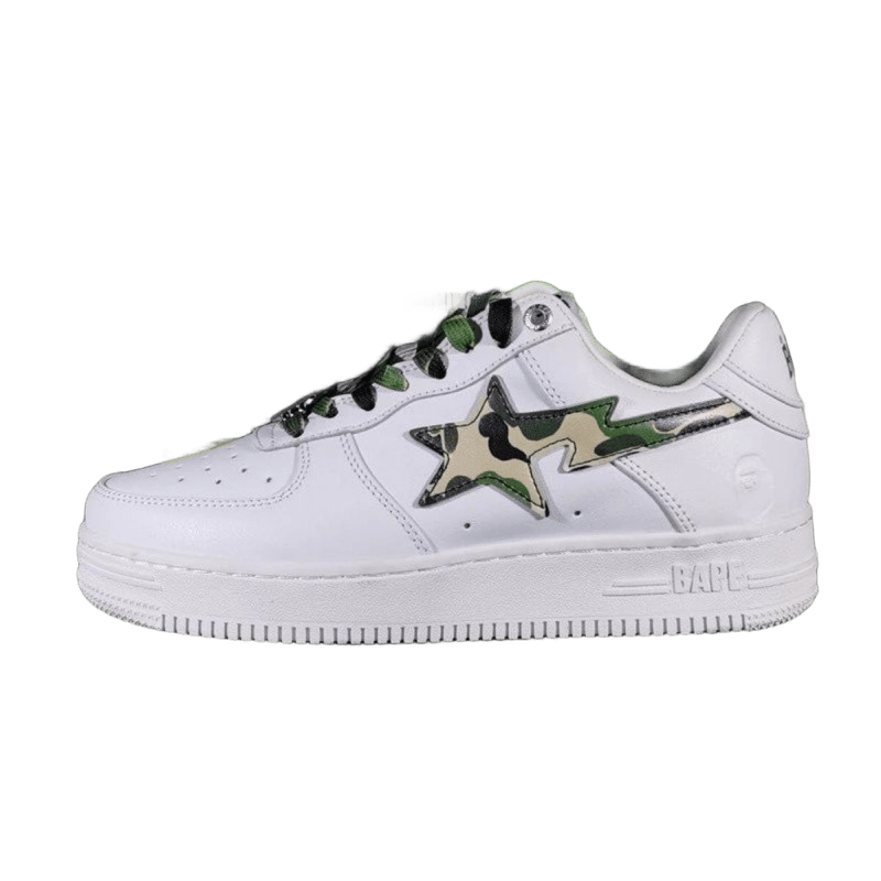 Bape White Camo Star Leather Unisex Sneakers, '90s Streetwear