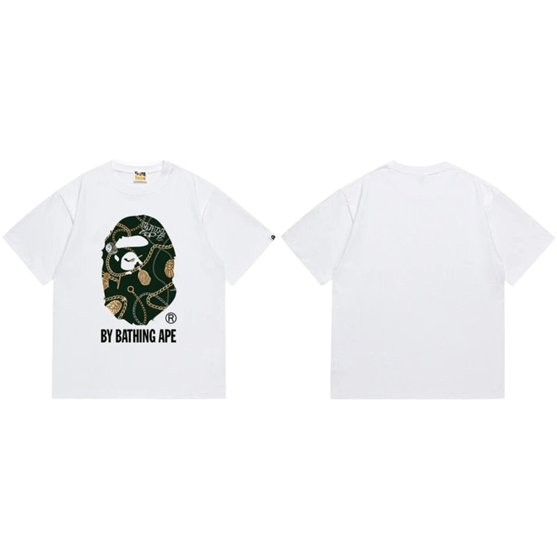 Bape White Cotton Ape Head Tee: Unisex Streetwear