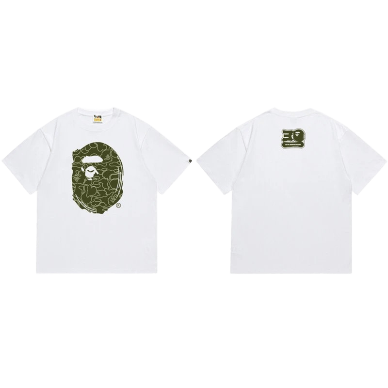 Bape White Iconic Tee: 90s Streetwear, Unisex Cotton