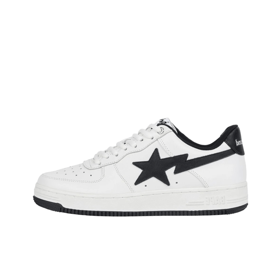 Bape White Leather Sneakers: Unisex 90s Streetwear with Star Motif