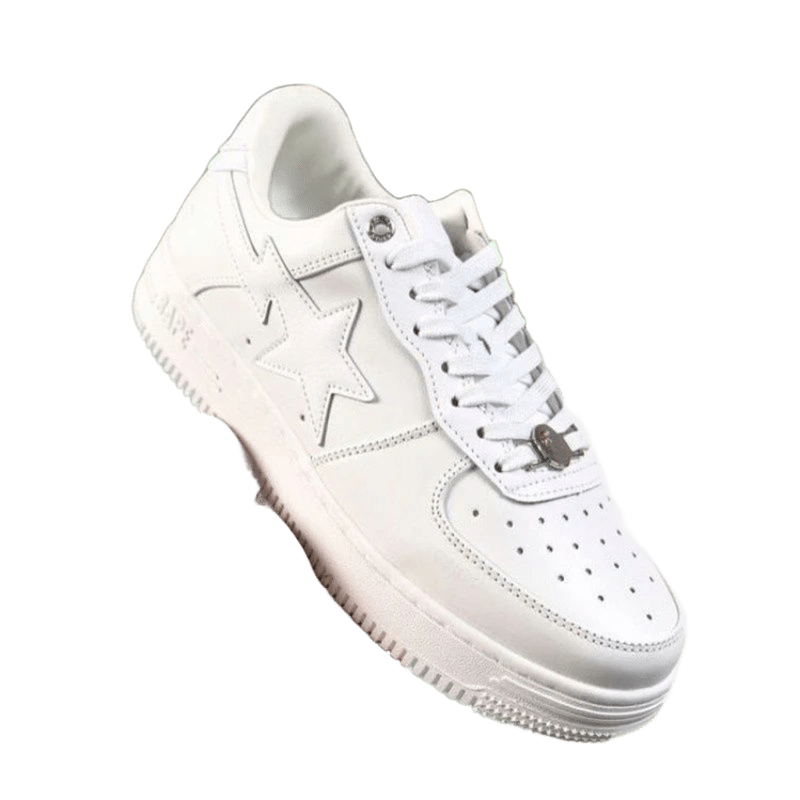 Bape White Star Leather Sneakers: Unisex 90s Street Style