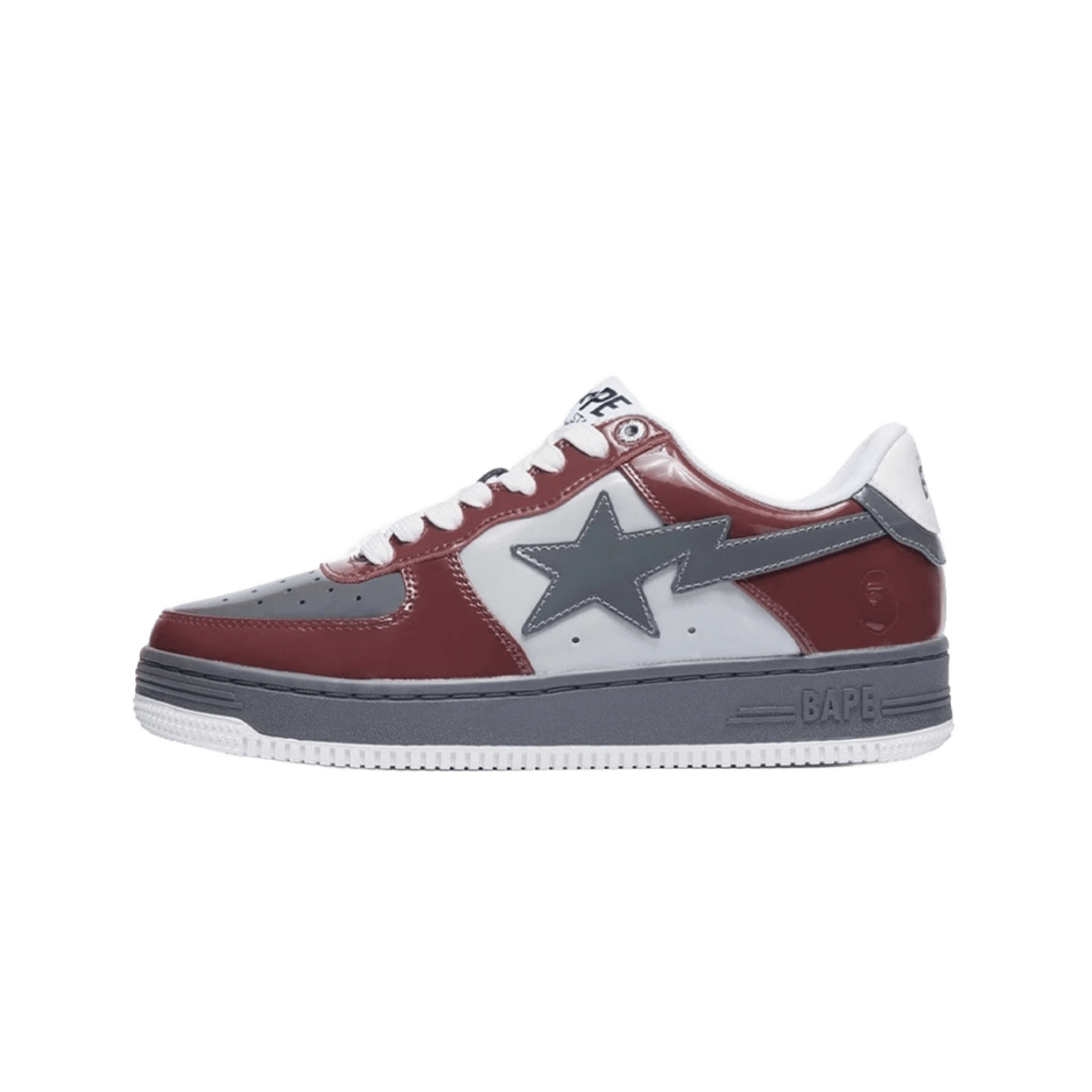 Bape Wine Red Leather Sneakers: 90s Street Style