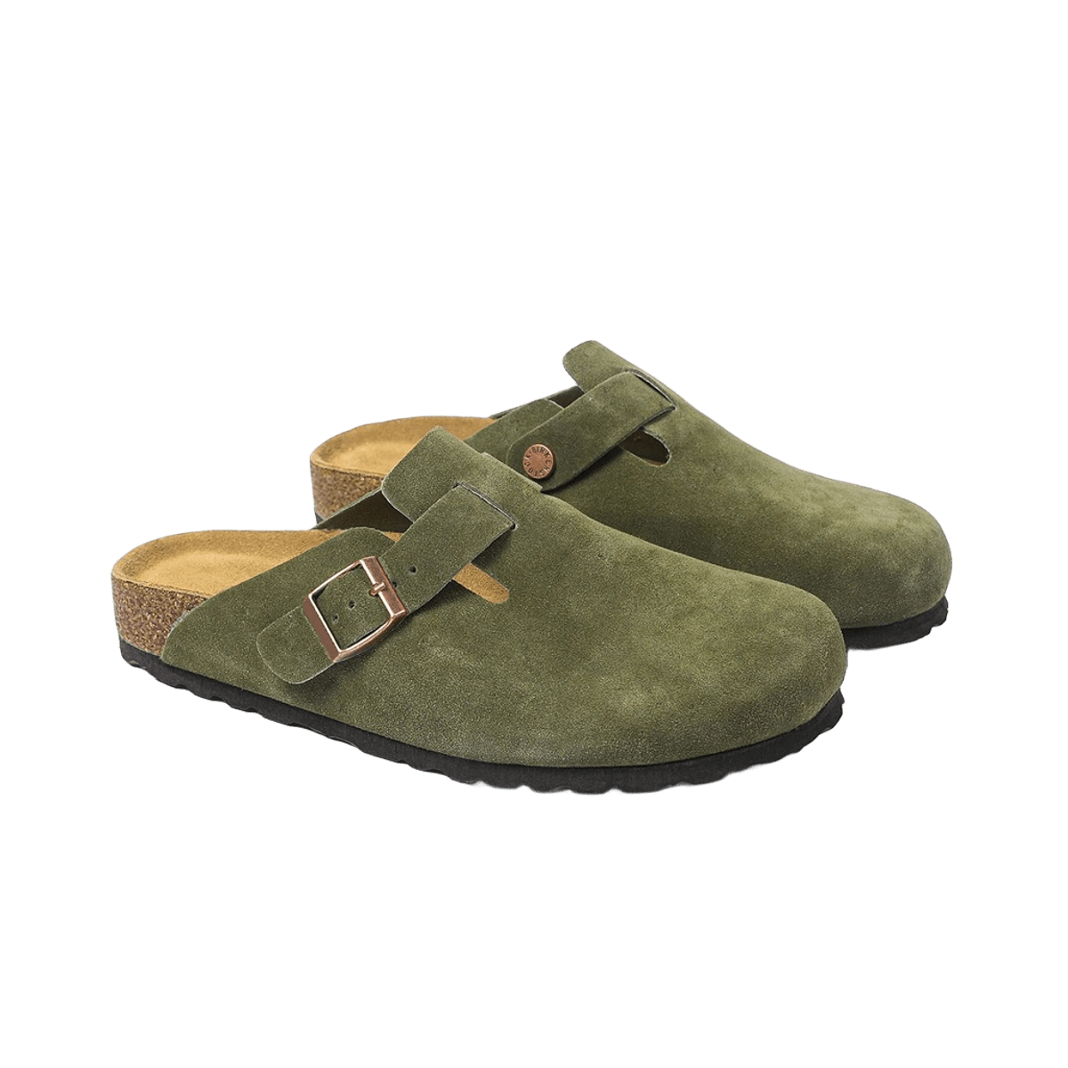 Birkenstock Arizona Olive Suede Unisex Sandals - Dual Buckle