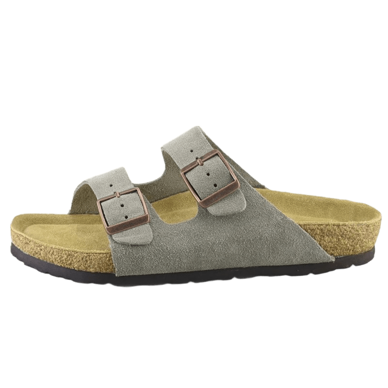 Birkenstock Arizona Soft Footbed Sandals - Light Grey Suede