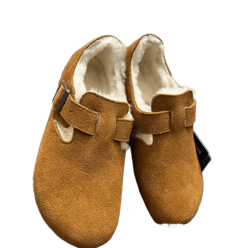 Birkenstock Chestnut Suede Unisex Clogs w/ Dual Buckle