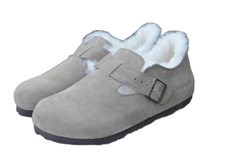 Birkenstock Classic Light Gray Suede Plush-Lined Unisex Shoes