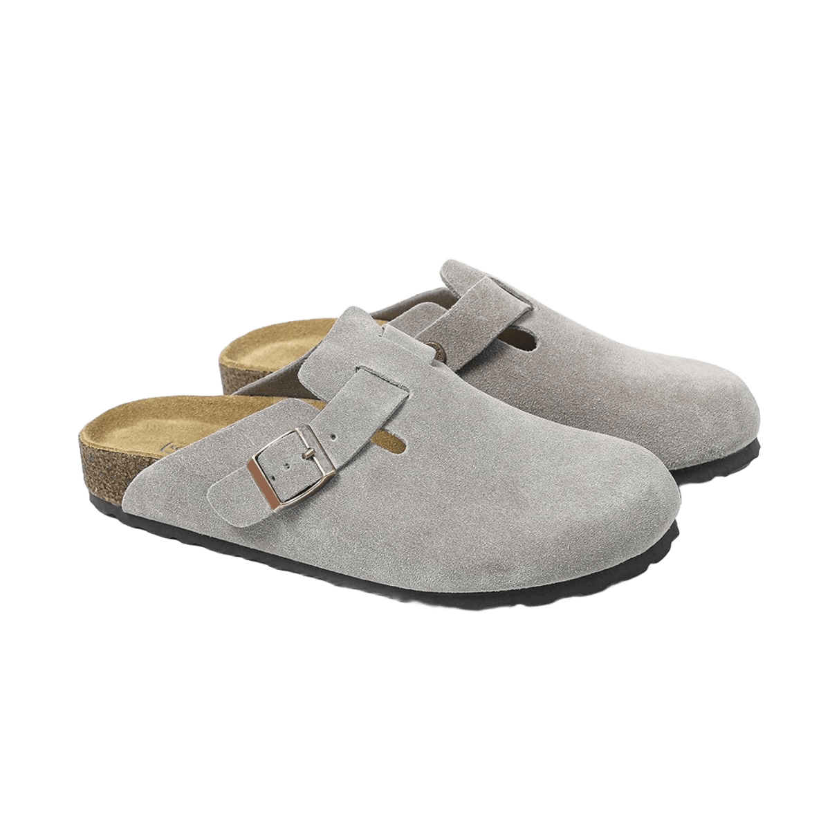 Birkenstock Classic Suede Sandals: Grey Unisex Buckle Strap