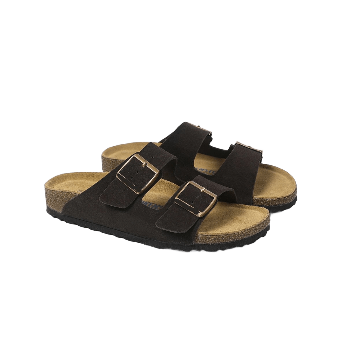 Birkenstock Dark Brown Suede Dual-Buckle Sandals | Unisex