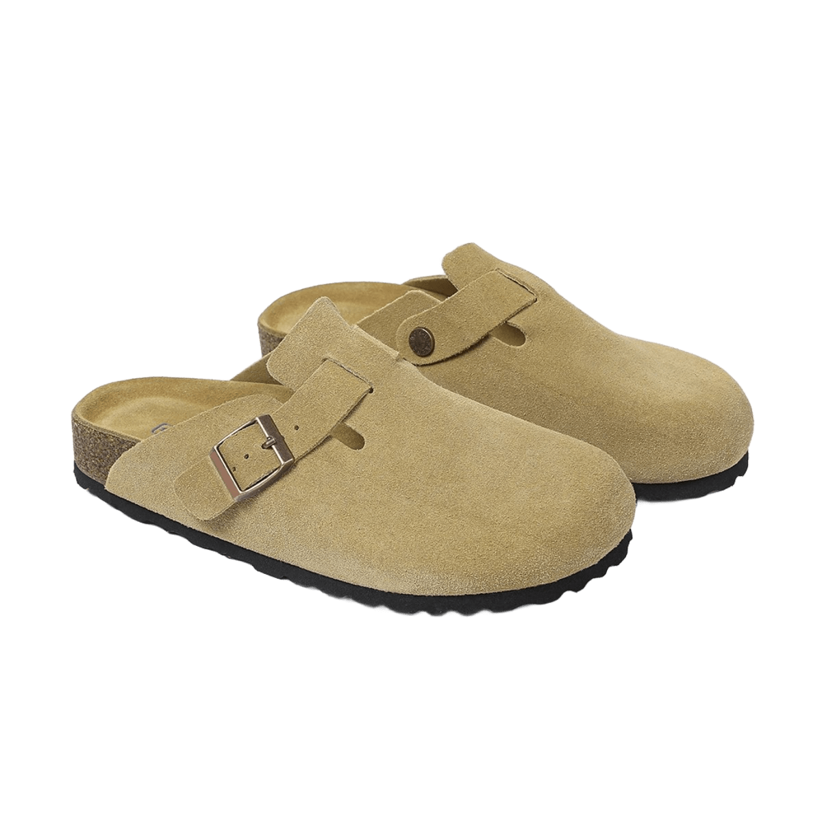 Birkenstock Khaki Suede Unisex Cork Sandals w/ Adjustable Buckle