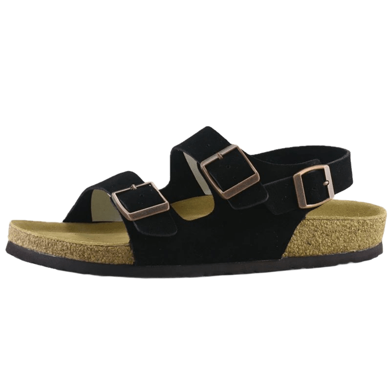 Birkenstock Unisex Arizona Sandals - Black Suede, Dual Buckle