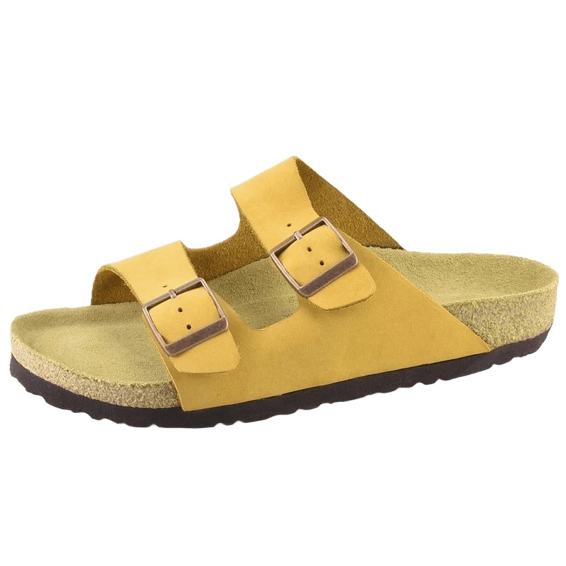 Birkenstock Unisex Arizona Sandals: Yellow Leather, Comfort Footbed