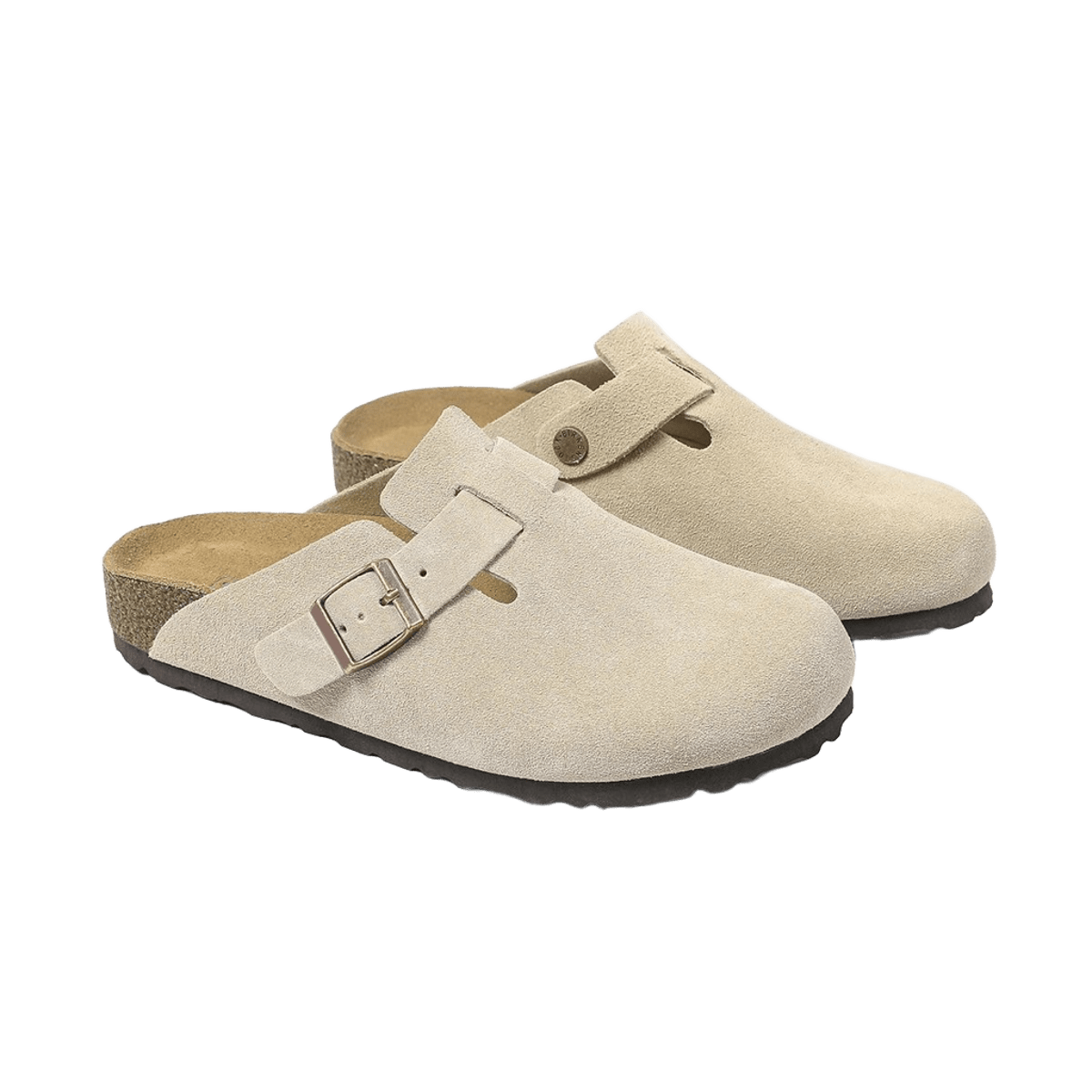 Birkenstock Unisex Beige Suede Buckle Sandals - Comfort Support