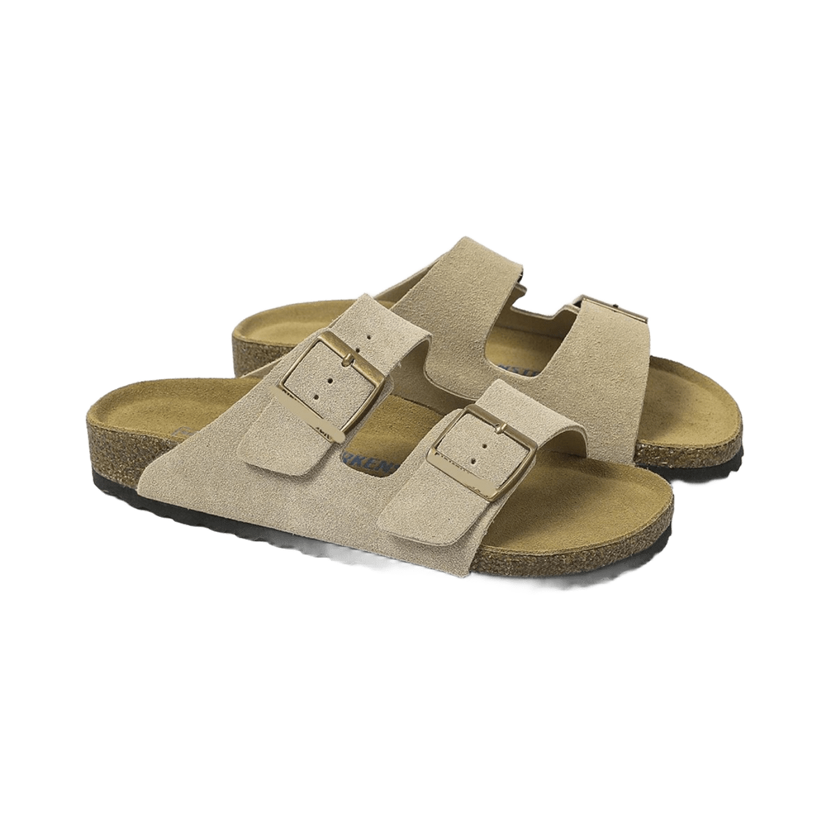 Birkenstock Unisex Beige Suede Dual-Buckle Sandals