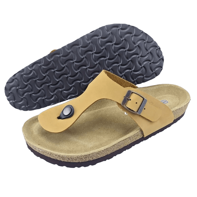Birkenstock Unisex Yellow Leather Sandals with Cork Footbed
