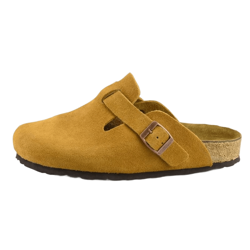 Birkenstock Yellow Suede Sandals: Unisex Slide with Comfort Footbed
