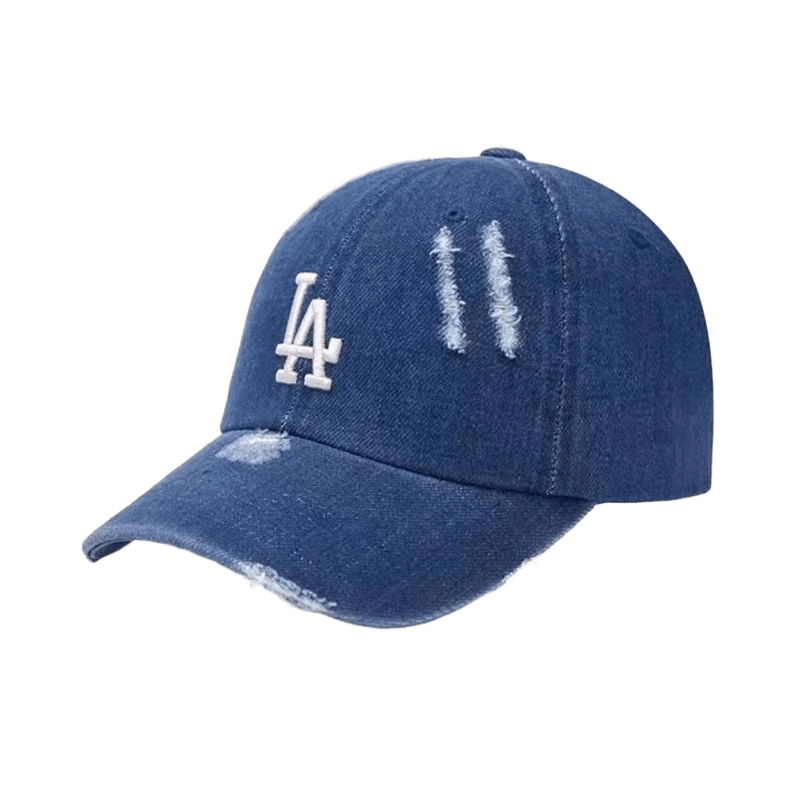 Calvin Klein Distressed Denim Baseball Cap, Navy Blue