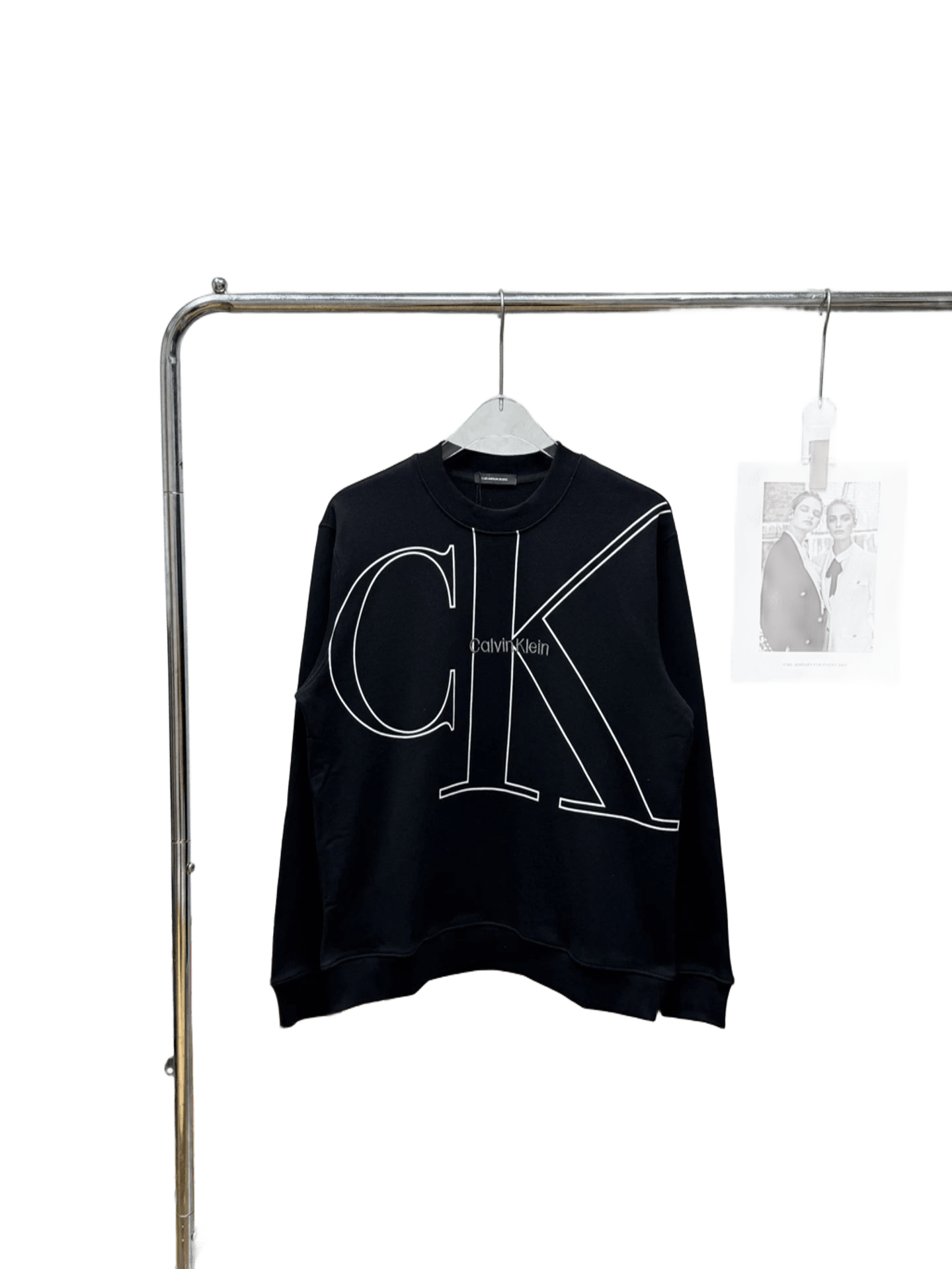 Calvin Klein Unisex Black Cotton Hoodie: Oversized CK Logo