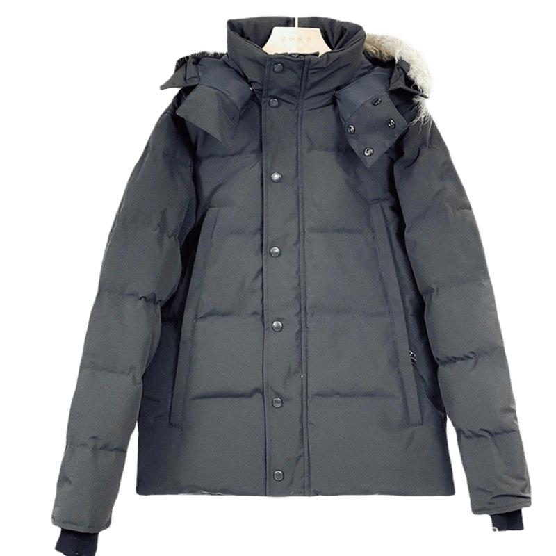 Canada Goose Grey Down Jacket: Windproof, Hooded, Fur Trim