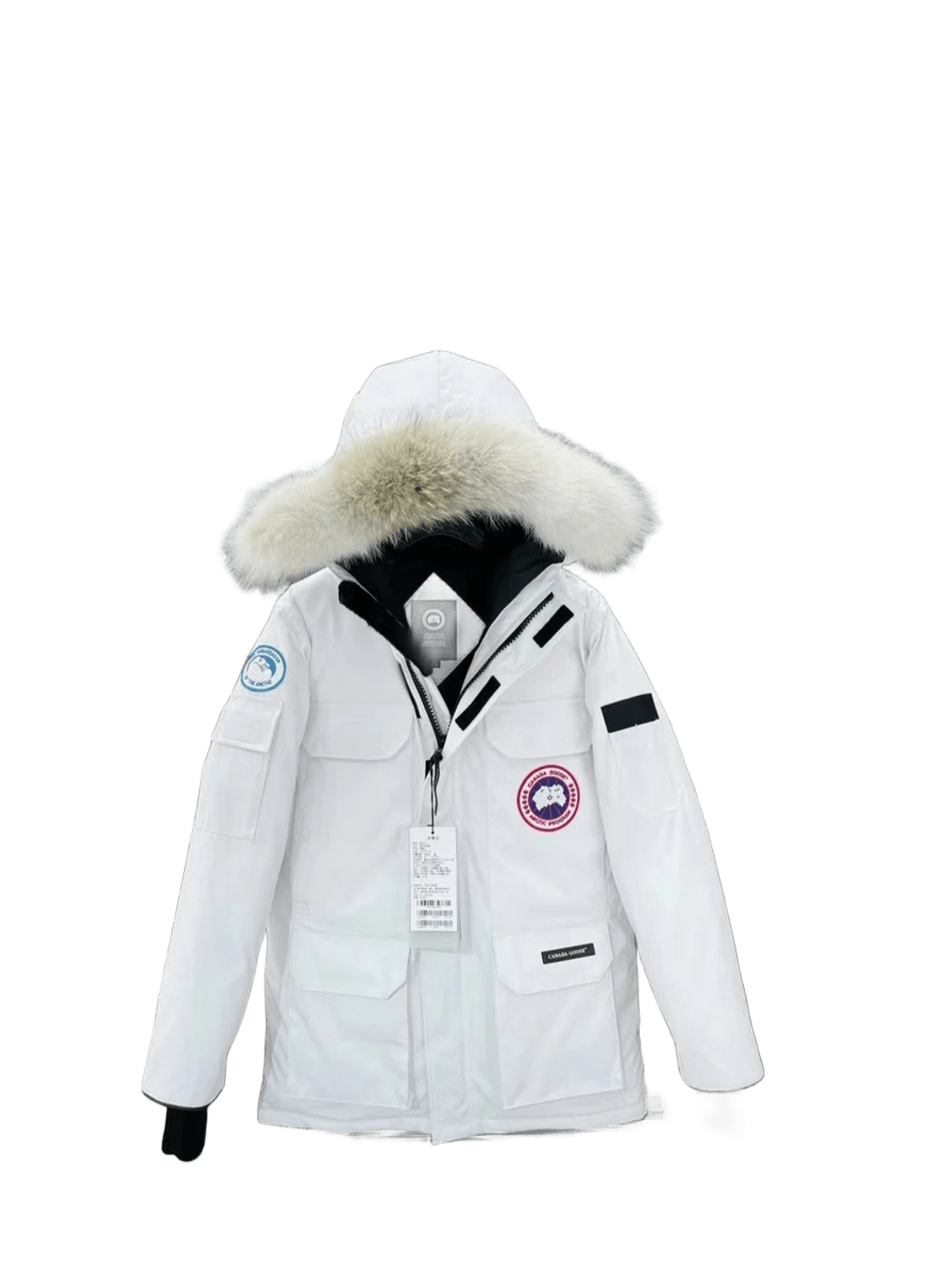Canada Goose Unisex White Parka: Winter Down Coat with Fur