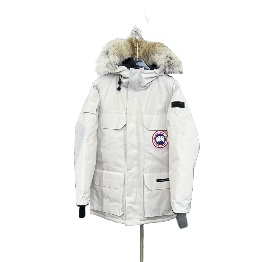 Canada Goose White Winter Parka: Warm Windproof Hooded Unisex