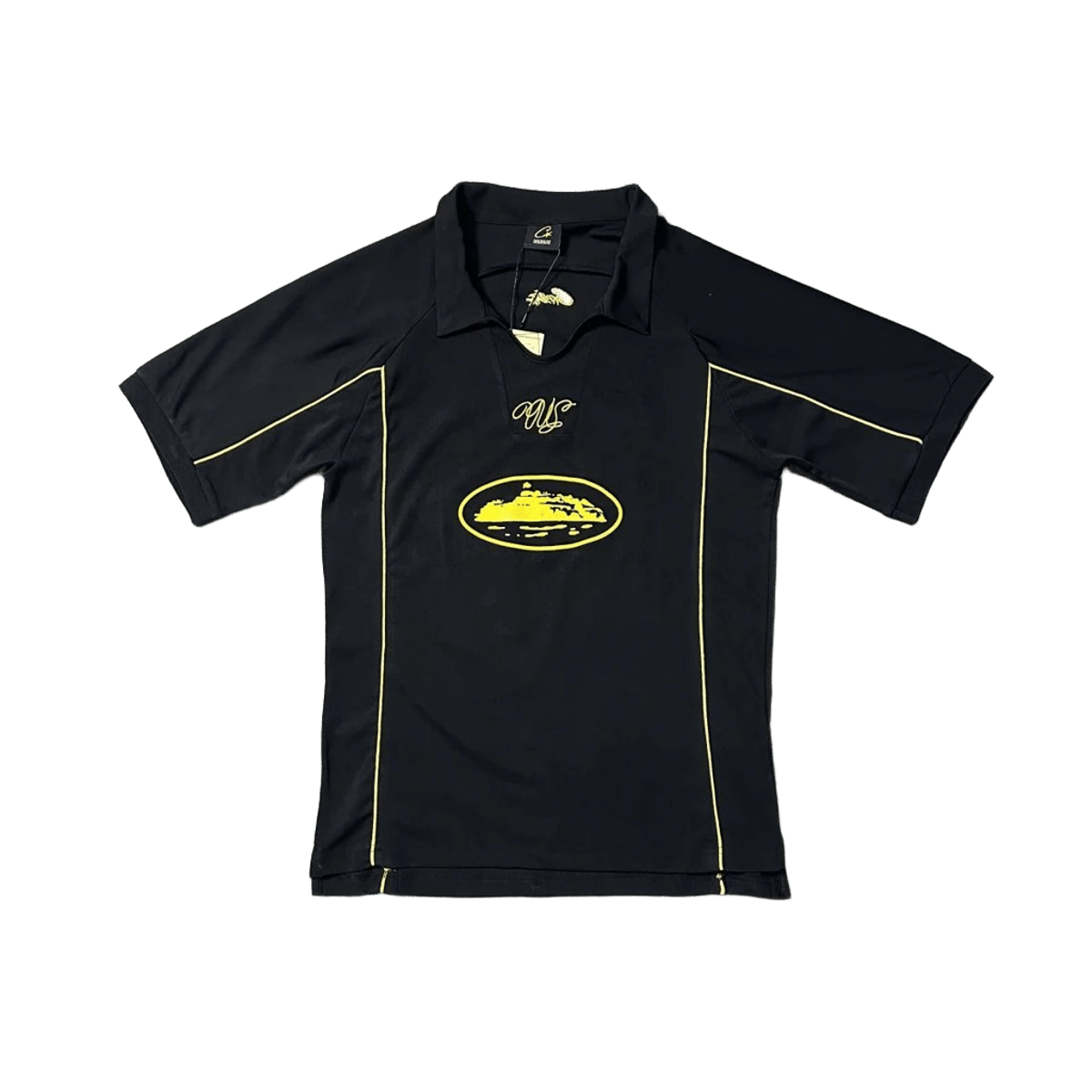 Cavalli Black Sport Jersey: Breathable Fabric, Gold Logo, Unisex
