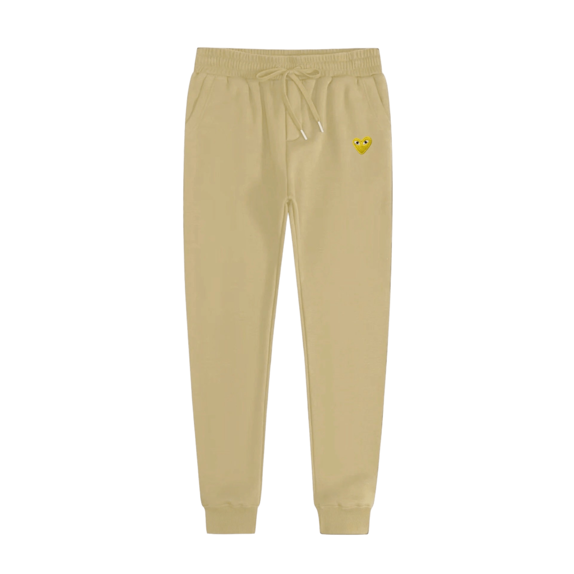 CDG PLAY Beige Drawstring Pants - Soft Cotton Unisex Heart Logo