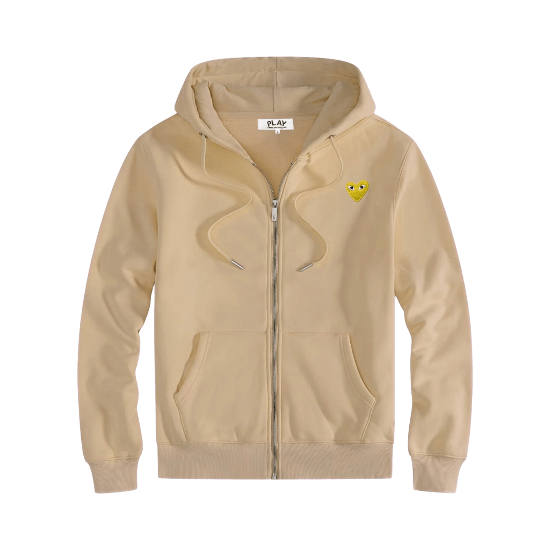 CDG PLAY Beige Hoodie: Unisex Streetwear, Cozy & Warm