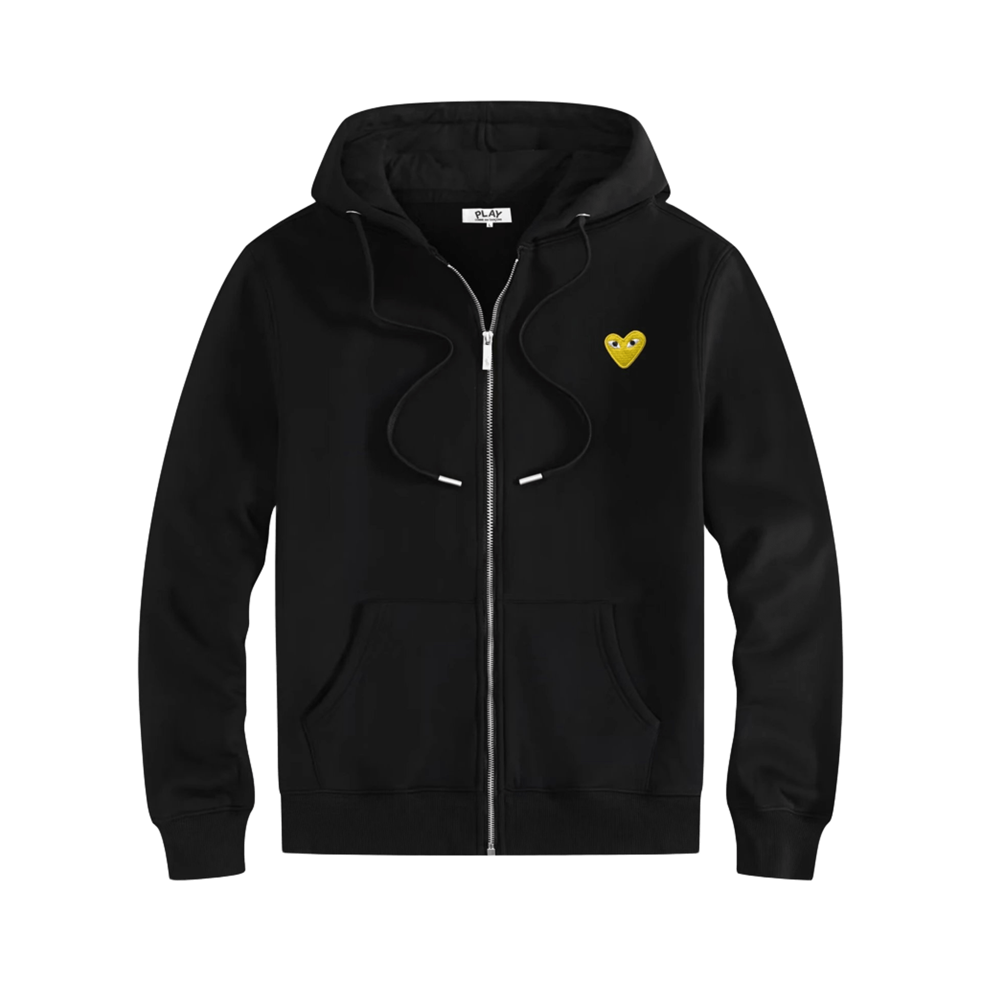 CDG PLAY Black Cotton Hoodie: Unisex Streetwear w/ Heart Logo