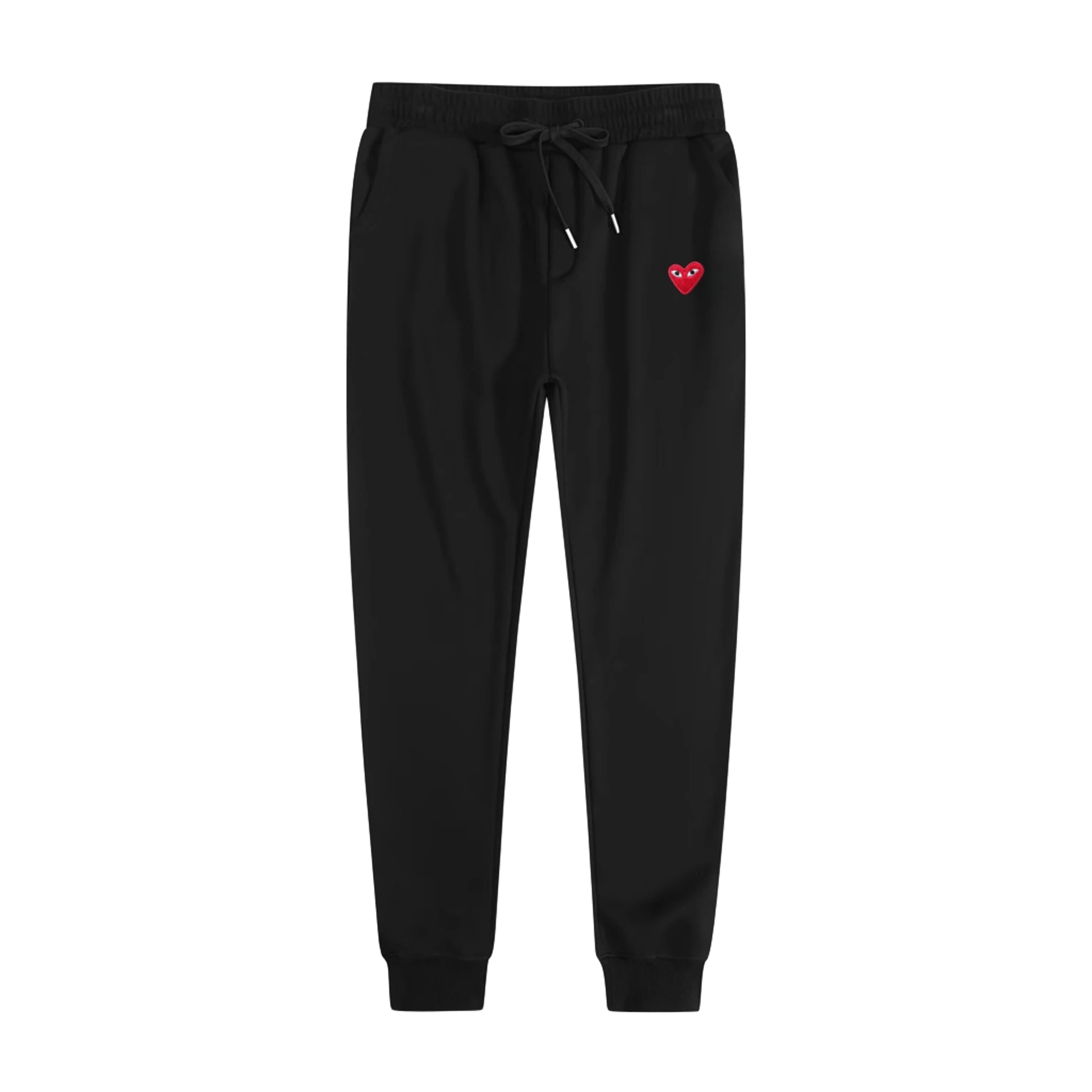 CDG PLAY Black Cotton Pants with Red Heart Logo