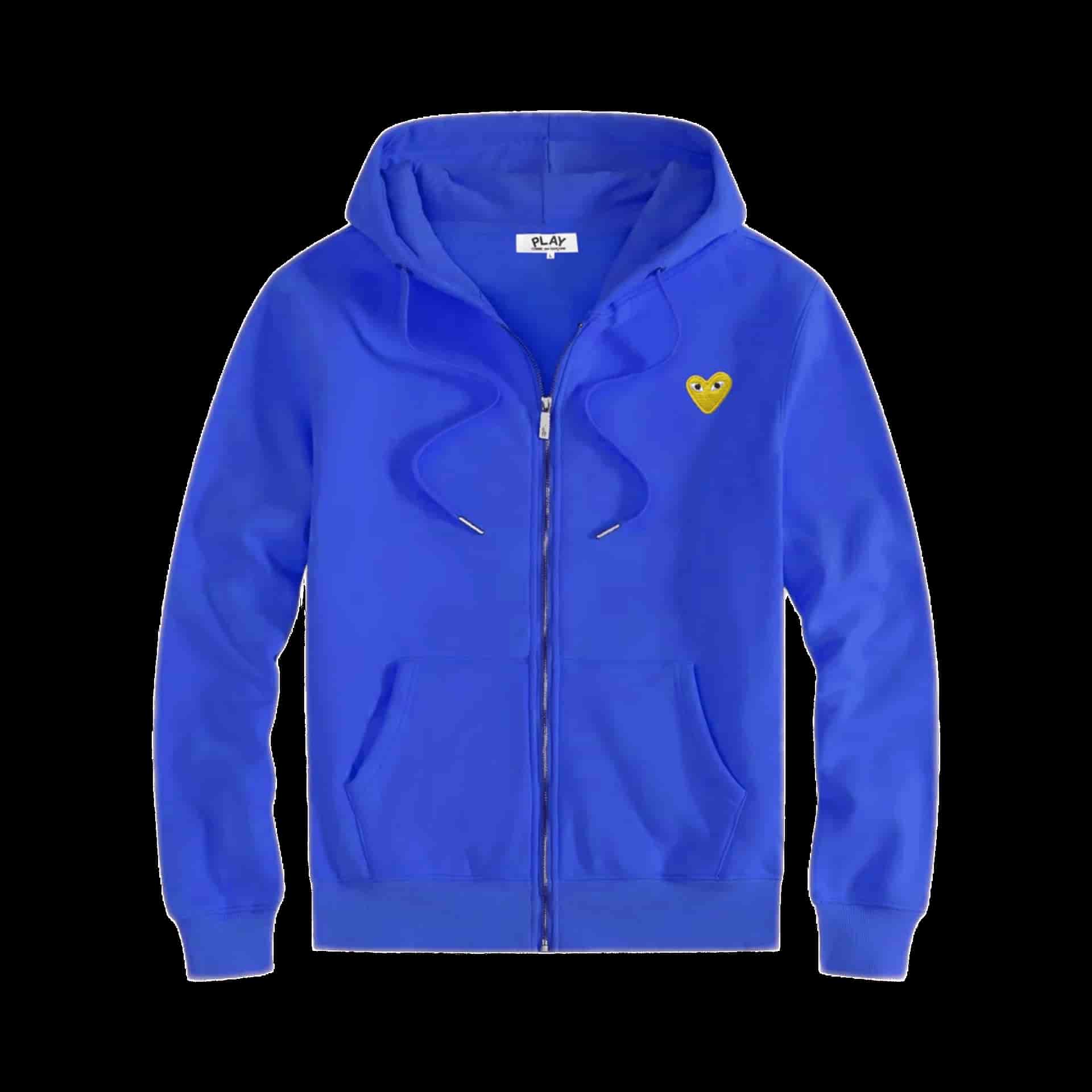 CDG PLAY Blue Cotton Hoodie: Unisex Heart Logo Streetwear