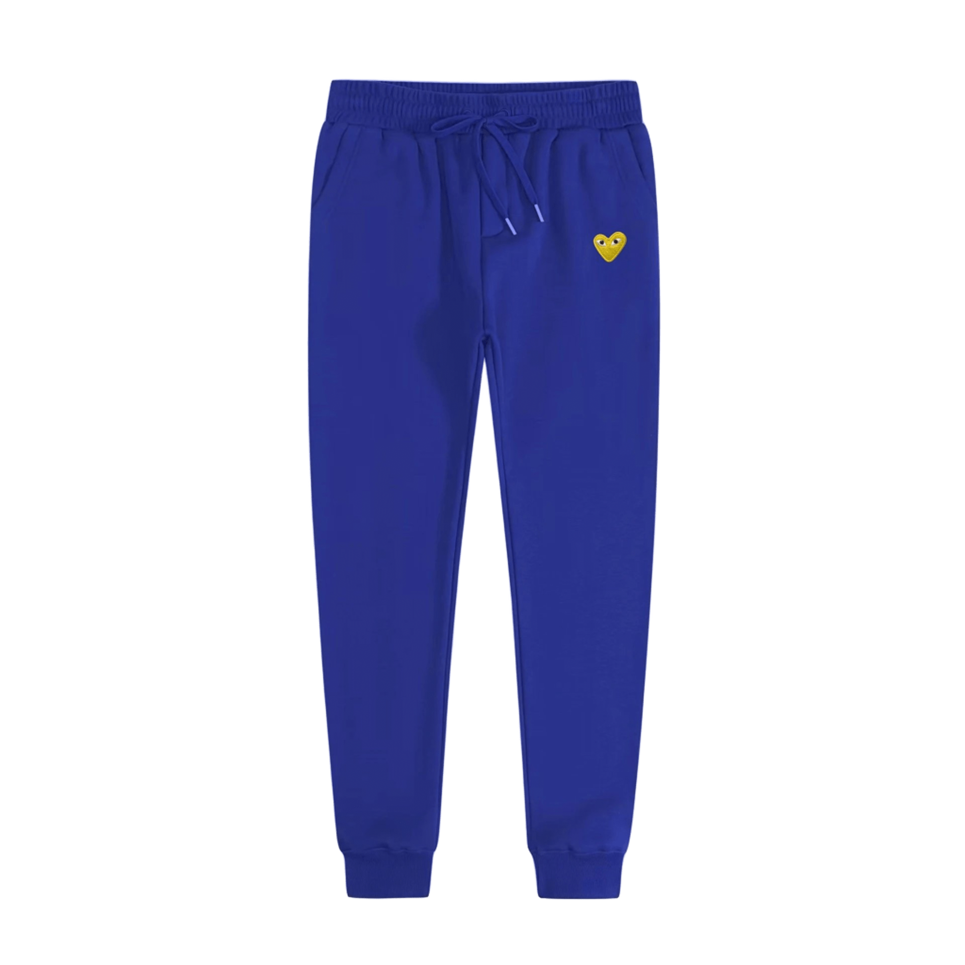 CDG PLAY Blue Heart Pants: Soft Vintage Unisex Street Style