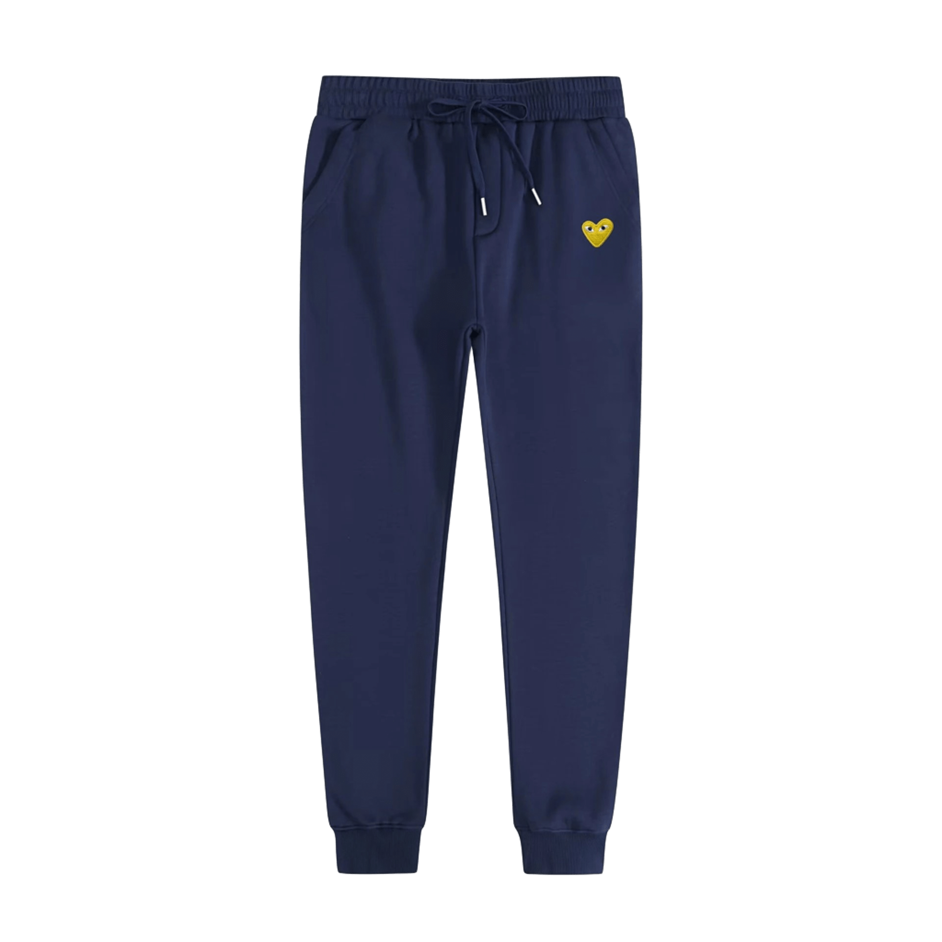 CDG PLAY Heart Eye Logo Deep Blue Casual Pants, Unisex