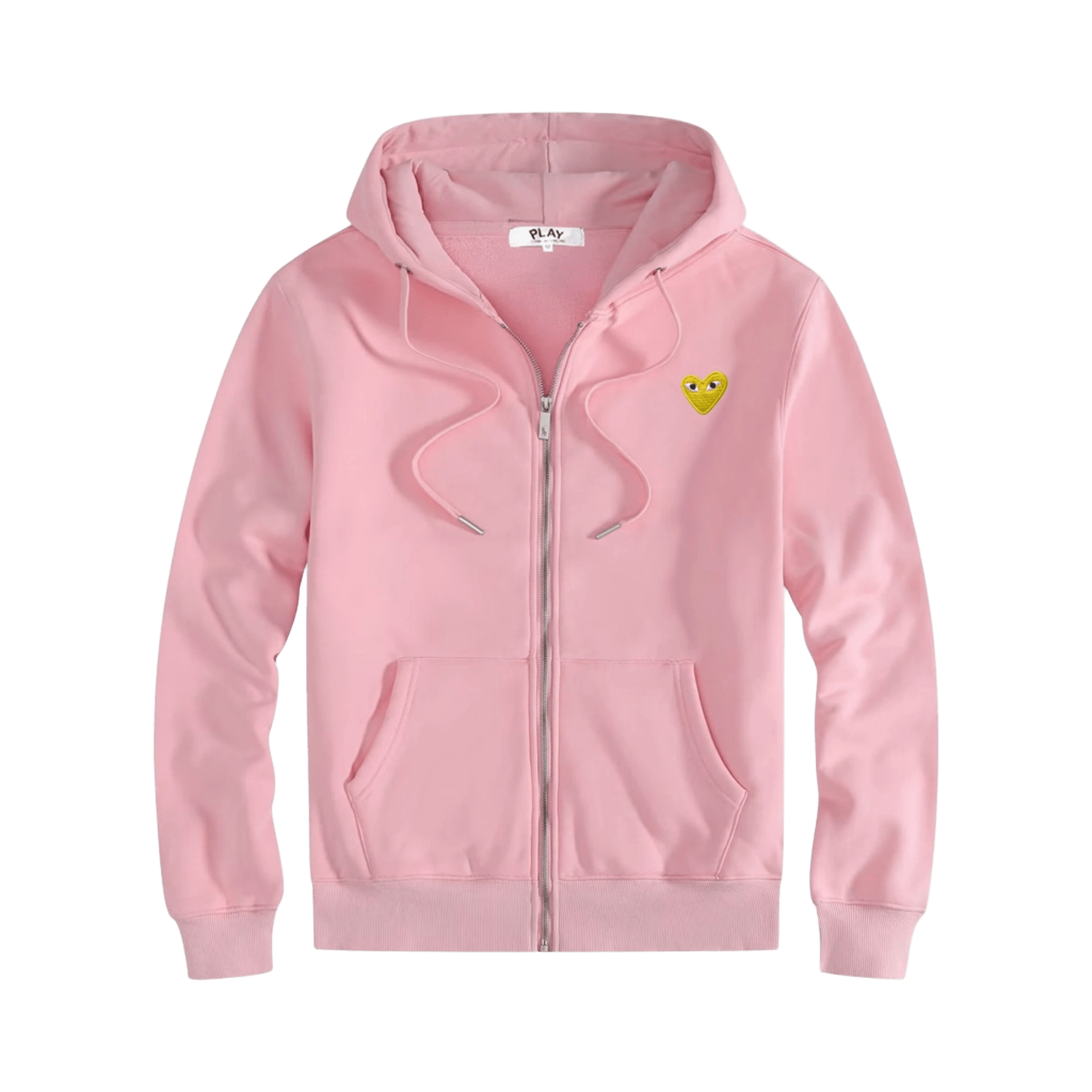 CDG PLAY Pink Hoodie: Unisex Cotton Streetwear w/ Heart Logo