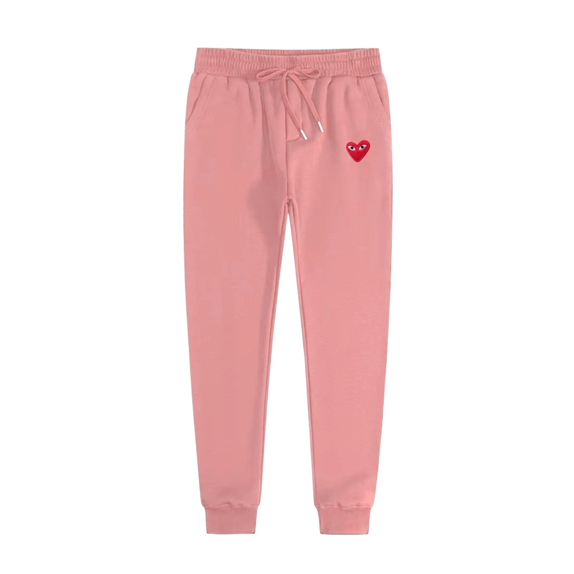CDG PLAY Pink Unisex Casual Pants with Red Heart Logo