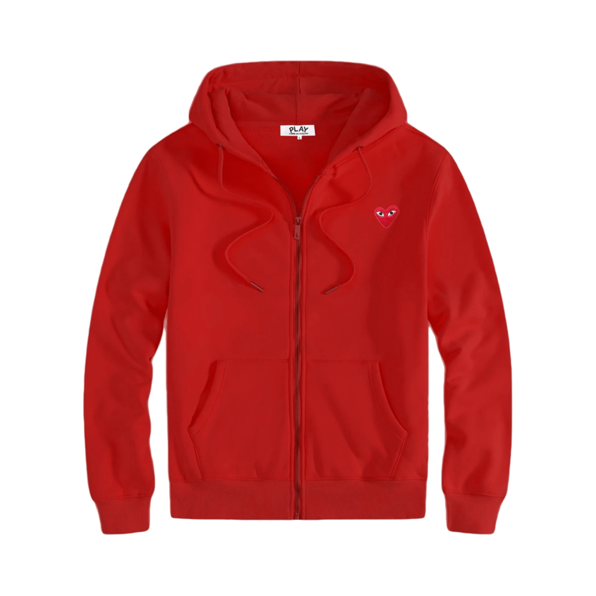 CDG PLAY Red Hoodie: Heart Logo, Unisex Cotton Streetwear
