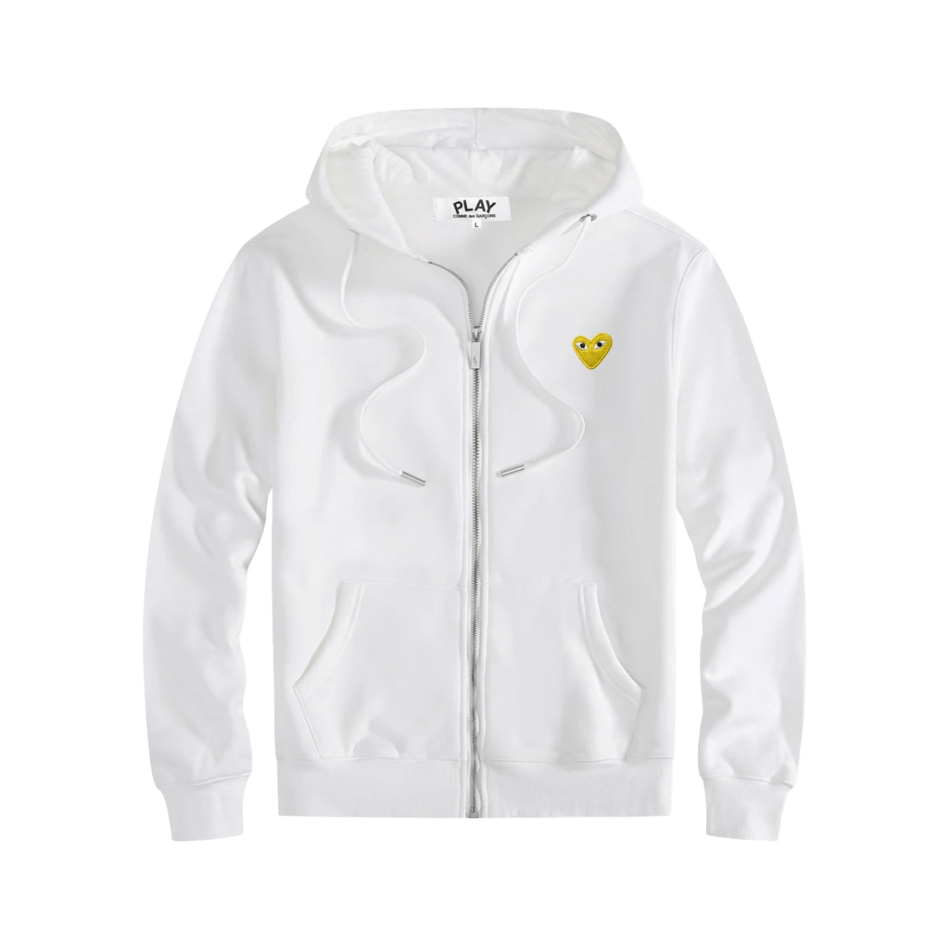 CDG PLAY White Hoodie: Unisex Cozy Fleece Pullover with Heart Logo
