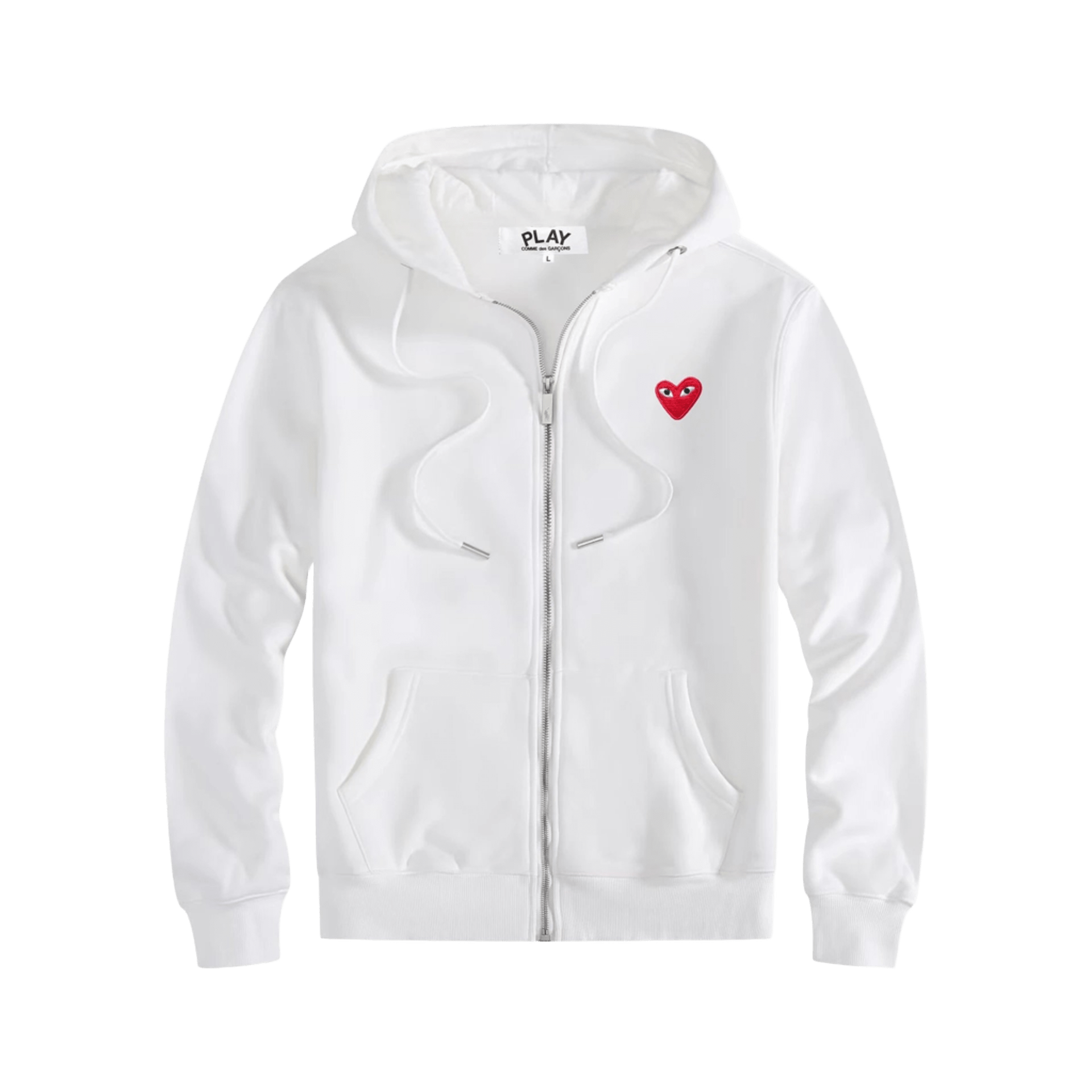 CDG PLAY White Hoodie: Unisex Streetwear with Red Heart