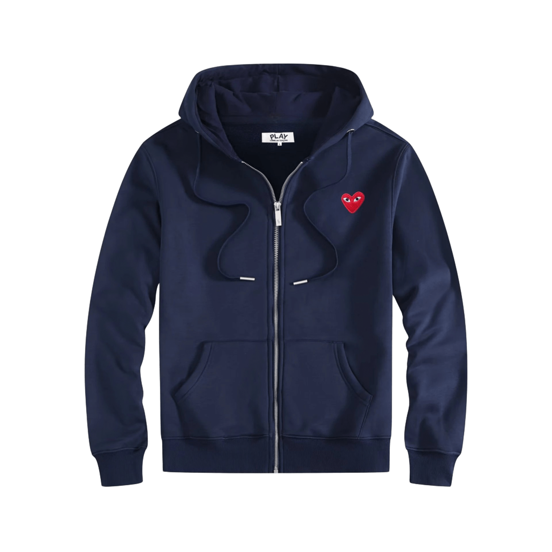 CDG PLAY Zip Hoodie: Deep Blue, Red Heart, Unisex Streetwear
