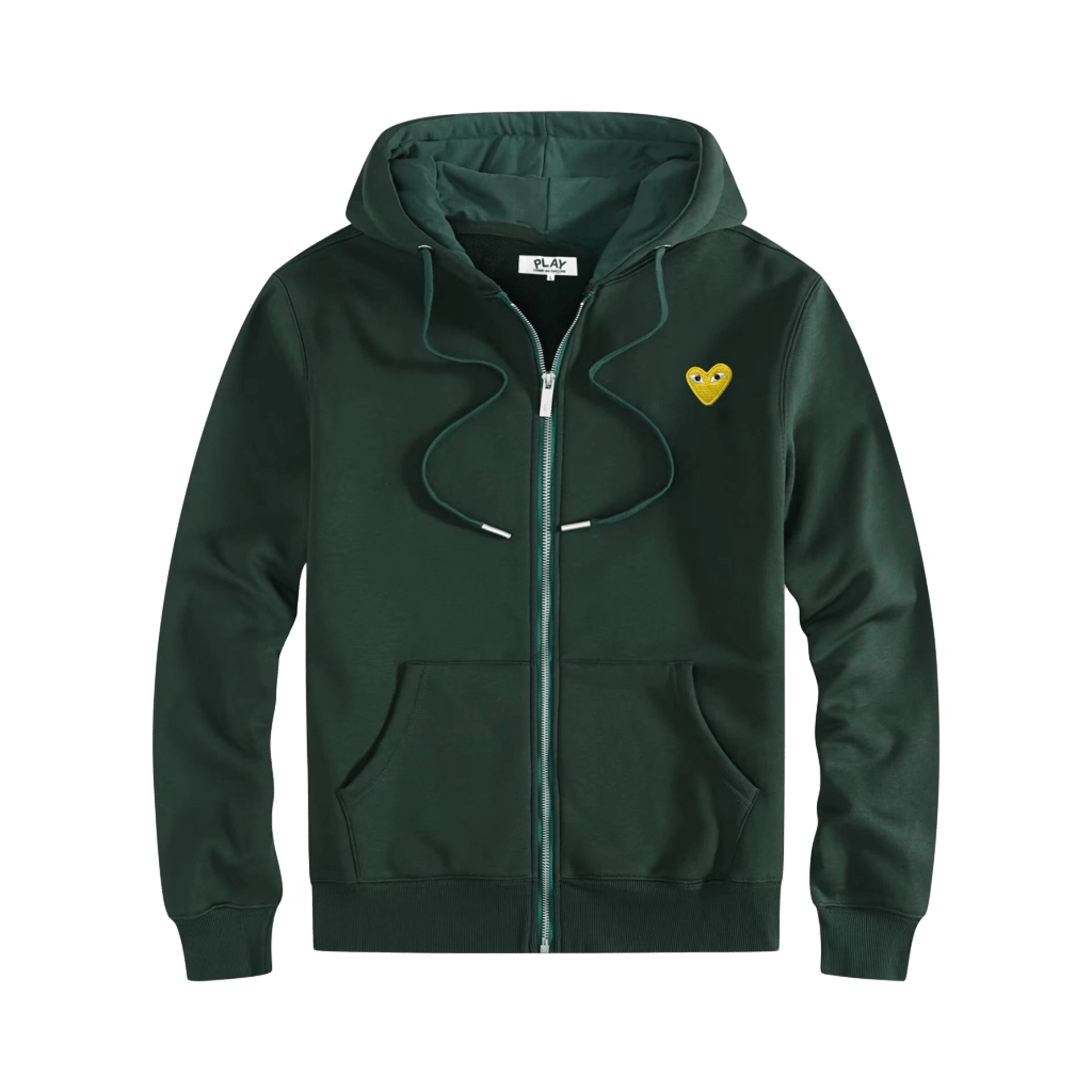 CDG PLAY Zip-Up Hoodie: Deep Green, Unisex Streetwear