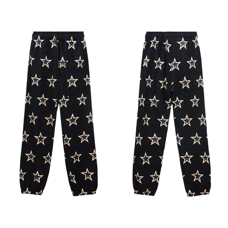 Denim Tears Black Cotton Star Print Pants | Retro Streetwear