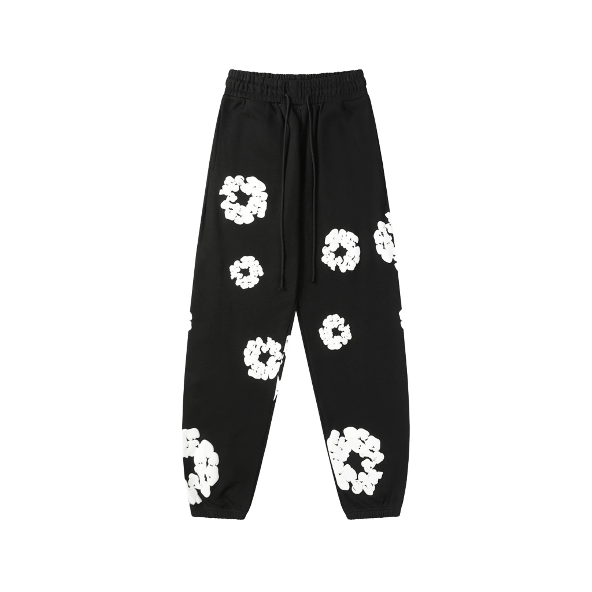 Denim Tears Black Floral Print Pants - Soft Unisex Minimalist