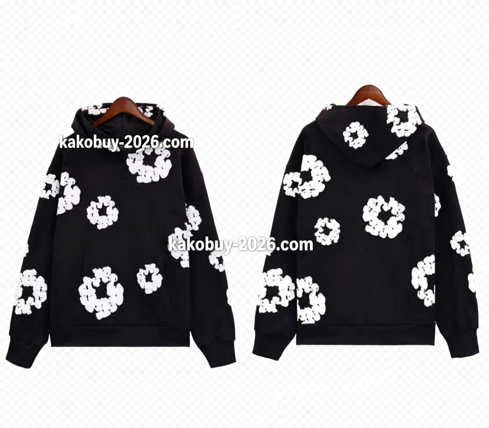 Denim Tears Black Zip Up Hoodie – Cotton Wreath Abstract Print Hoodie & T-Shirt Collection